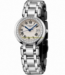 Longines Watches : L8.110.0.71.6 Quartz Silver Dial Roman Numerals Diamonds Bezel Stainless Steel Women Watch
