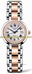 Longines Watches : L8.111.5.79.6 Automatic Silver Dial Roman Numerals Date Diamonds Set Bezel Stainless Steel 18ct Rose Gold Women Watch