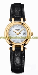 Longines Watches : L8.111.6.87.2 Automatic 18kt Gold Diamond/mother Of Pearl Dial Crocodile Black Leather Band Women Watch
