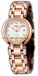 Longines Watches : L8.111.9.16.6 Automatic White Dial Date Diamonds Bezel 18ct Rose Gold Women Watch