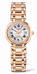 Longines Watches : L8.111.9.78.6 Automatic Silver Dial Roman Numerals Date Diamond Bezel 18ct Rose Gold Women Watch