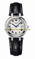 Longines Watches : L8.112.4.71.2 Quartz White Dial Roman Numerals Black Leather Women Watch