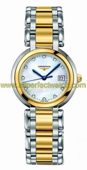 Longines Watches : L8.112.5.93.6 Quartz Mother of Pearl Diamond Dial Stainless Steel 18ct Gold Women Watch