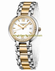 Longines Watches : L8.112.5.94.6 Quartz White Dial Date Diamonds Bezel Stainless Steel and 18ct Gold Women Watch