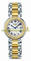 Longines Watches : L8.112.5.95.6 Quartz Silver Dial Roman Numerals Date Diamonds Set Bezel Stainless Steel 18ct Gold Women Watch
