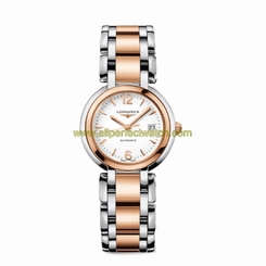 Longines Watches : L8.113.5.16.6 Automatic White Dial Date 18ct Rose Gold Bezel Stainless Steel and 18ct Rose Gold Women Watch