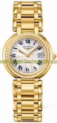 Longines Watches : L8.113.7.78.6 Automatic Roman Numerals Date 18ct Gold Diamonds Bezel Women Watch