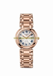 Longines Watches : L8.113.8.78.6 Automatic Silver Dial Roman Numerals Date 18ct Rose Gold Women Watch