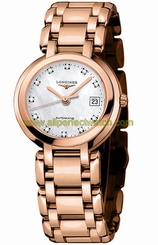Longines Watches : L8.113.8.87.6 Automatic Mother of Pearl Diamonds Dial Date 18ct Rose Gold 30mm Women Watch