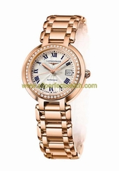 Longines Watches : L8.113.9.78.6 Automatic Silver Dial Roman Numerals Diamonds Bezel 18ct Rose Gold Women Watch
