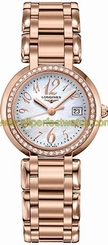Longines Watches : L8.113.9.83.6 Automatic Mother of Pearl Dial Date Diamonds Bezel !8ct Rose Gold Women Watch