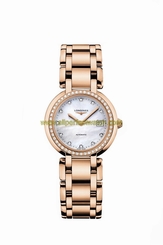 Longines Watches : L8.113.9.87.6 Automatic Mother of Pearl Diamonds Dial Diamonds Bezel 18ct Rose Gold Women Watch