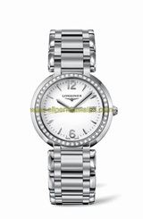 Longines Watches : L8.114.0.16.6 Quartz White Dial Date Diamonds Bezel Stainless Steel Women Watch