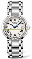 Longines Watches : L8.114.0.71.6 Quartz Silver Dial Roman Numerals Date Diamonds Bezel Stainless Steel Women Watch