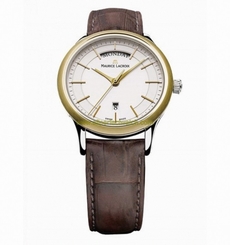 Maurice Lacroix Watches : LC1007-PVY11-130 Quartz Day Date Silver Dial Brown Leather Men Watch