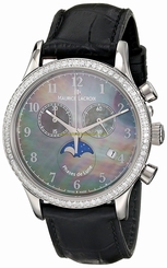 Maurice Lacroix Watches : LC1087-SD501-360 Quartz Chronograph Crystal Dial Black Leather Women Watch