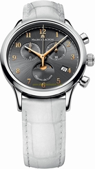 Maurice Lacroix Watches : LC1087-SS001-821-1 Quartz Chronograph Moon Phase Date White Leather Men Watch