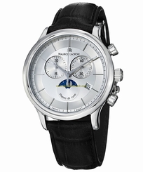 Maurice Lacroix Watches : LC1148-SS001-131 Quartz Chronograph Date Moon Phase Black Leather Men Watch