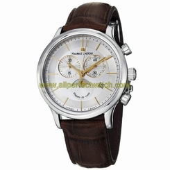 Fake AAA Maurice Lacroix Watches : LC1148-SS001-132 Quartz Chronograph Date Silver Dial Brown Leather Men Watch Watch