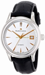 Maurice Lacroix Watches : LC6027-SS001-131 Automatic Silver Dial Date Black Leather Men Watch
