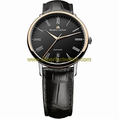 Maurice Lacroix Watches : LC6067-PS101-310-1 Black Dial Leather Men Watch