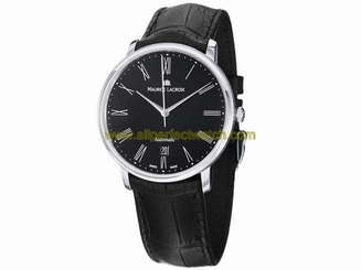 Maurice Lacroix Watches : LC6067-SS001-310 Automatic Date Roman Numeral Dial Black Leather Men Watch