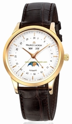 Maurice Lacroix Watches : LC6068-YG101-13E White With Gold Accents Dial 18k Yellow Gold Band Men Watch