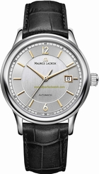 Maurice Lacroix Watches : LC6098-SS001-121-1 Automatic Date Black Leather Men Watch