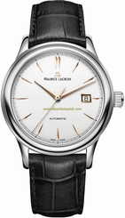 Maurice Lacroix Watches : LC6098-SS001-131-1 Automatic Date Black Leather Men Watch