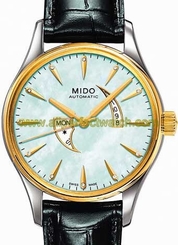 Mido Watches : M001.230.26.116.00 White Mother of Pearl Dial Black Leather Women Watch