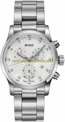 Mido Watches : M005.217.11.116.00 Quartz Mother Of Pearl Dial And Chrongraph Stainless Steel Case With Stainless Steel Bracelet Women Watch
