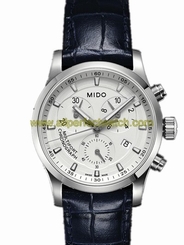 Mido Watches : M005.217.16.031.60 Quartz Silver Dial And Chrongraph Stainless Steel Case With Leather Strap Women Watch