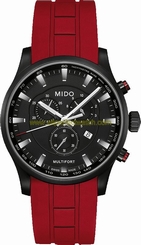 Mido Watches : M005.417.37.051.40 Quartz Chronograph Date Black Dial Red Rubber Women Watch