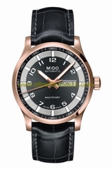 Mido Watches : M005.430.36.062.52 Automatic Black Day Date Dial Shock Resistance Black Leather Men Watch
