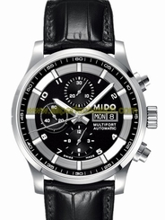 Mido Watches : M005.614.16.057.21 Automatic Chronograph Black Dial Stainless Steel Case With Black Leather Strap Men Watch