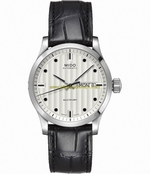 Mido Watches : M005.830.16.031.00 Automatic White Dial Stainless Steel Case With Black Leather Strap Men Watch