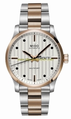 Mido Watches : M005.830.22.031.02 Automatic White Dial Stainless Steel Case Rose Gold Bezel With Rose Gold And Stainless Steel Bracelet Men Watch