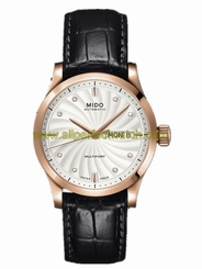 Mido Watches : M005.830.36.036.22 Automatic White Dial Stainless Steel Case PVD Coating Bezel With Black Leather Strap Women Watch