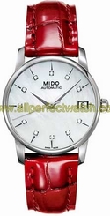 Mido Watches : M007.207.16.106.00 Red Leather Strap White Mother of Pearl Dial Women Watch