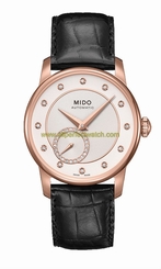 Mido Watches : M007.228.36.036.00 Automatic Diamond Dial Rose Gold PVD Plating Case Black Leather Women Watch