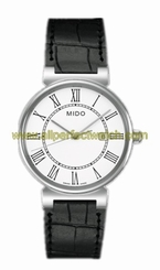 Mido Watches : M009.610.16.013.00 Quartz White Dial Stainless Steel Case With Black Leather Strap Men Watch