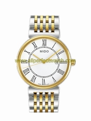 Mido Watches : M009.610.22.013.00 Quartz White Dial Stainless Steel Case And PVD Gold Coating For Bezel With PVD Gold Coating And Stainless Steel Bracelet Men Watch