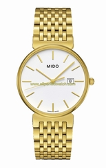 Mido Watches : M009.610.33.011.00 Quartz White Dial Date Gold Tone Stainless Steel Men Watch