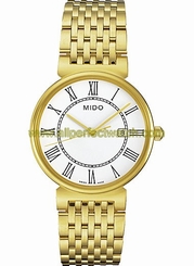 Mido Watches : M009.610.33.013.00 Quartz White Dial Stainless Steel And Golden Bezel With Golden Stainless Steel Bracelet Men Watch