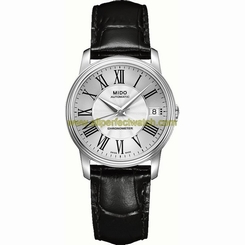 Mido Watches : M010.208.16.033.20 Automatic Chronometer Silver Dial Stainless Steel Case With Black Leather Strap Women Watch