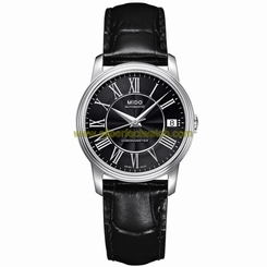 Mido Watches : M010.208.16.053.20 Automatic Chronometer Black Dial Stainless Steel Case With Black Leather Strap Women Watch