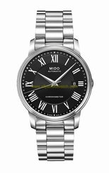 Mido Watches : M010.408.11.053.09 Automatic Chronometer Black Dial Roman Numerals Date Stainless Steel Men Watch