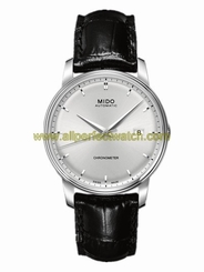 Mido Watches : M010.408.16.031.20 Automatic Chronometer Silver Dial Stainless Steel Case With Black Leather Strap Men Watch