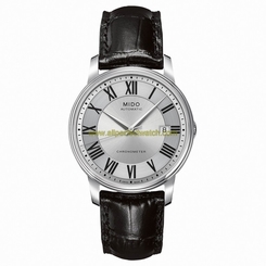 Mido Watches : M010.408.16.033.29 Automatic Chronometer Silver Dial Roman Numerals Date Black Leather Men Watch