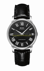 Mido Watches : M010.408.16.053.29 Automatic Chronometer Black Dial Roman Numerals Date Black Leather Men Watch